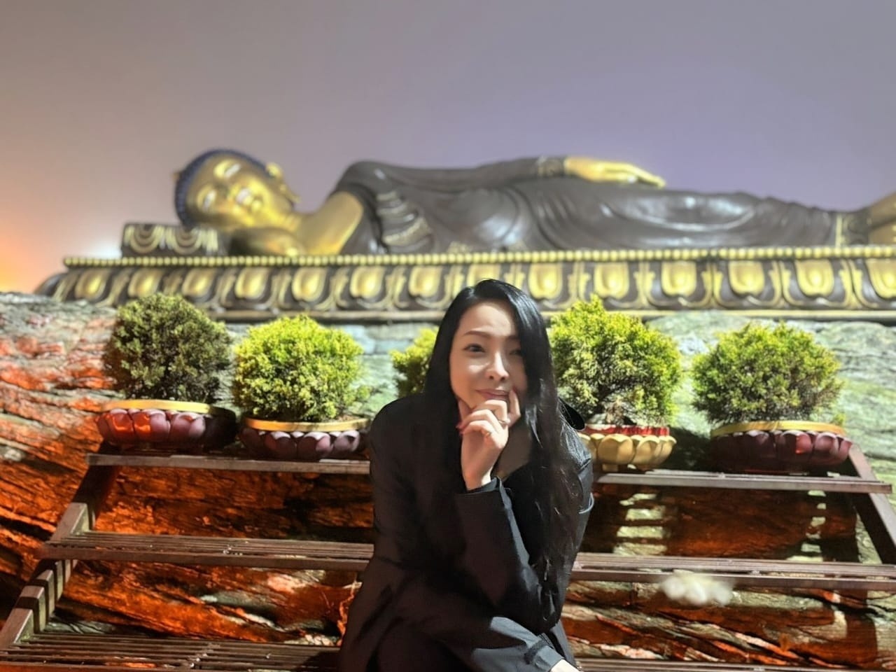 Camilla at a spiritual site in India